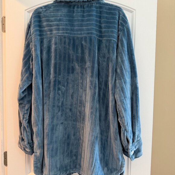 Softies Button Down Embossed Plush Jacket (Denim Blue) - Picture 2 of 7